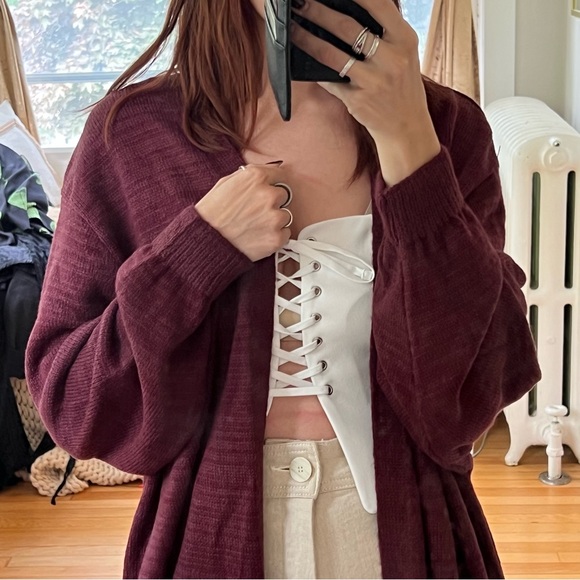Burgundy Long Cardigan ASOS NEW - Picture 2 of 4